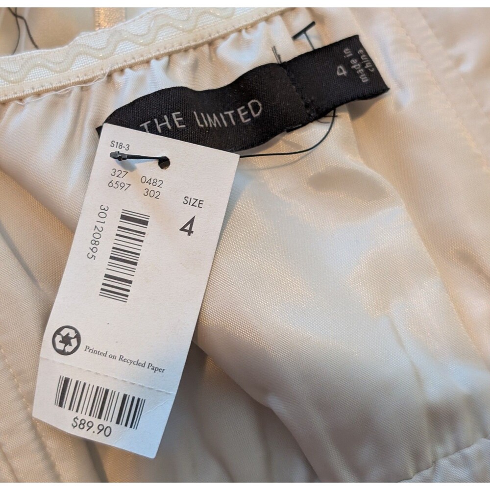 NWT The Limited Strapless Dress Size 4 Satin Beige Floral Short Wedding Cocktail - Picture 9 of 13